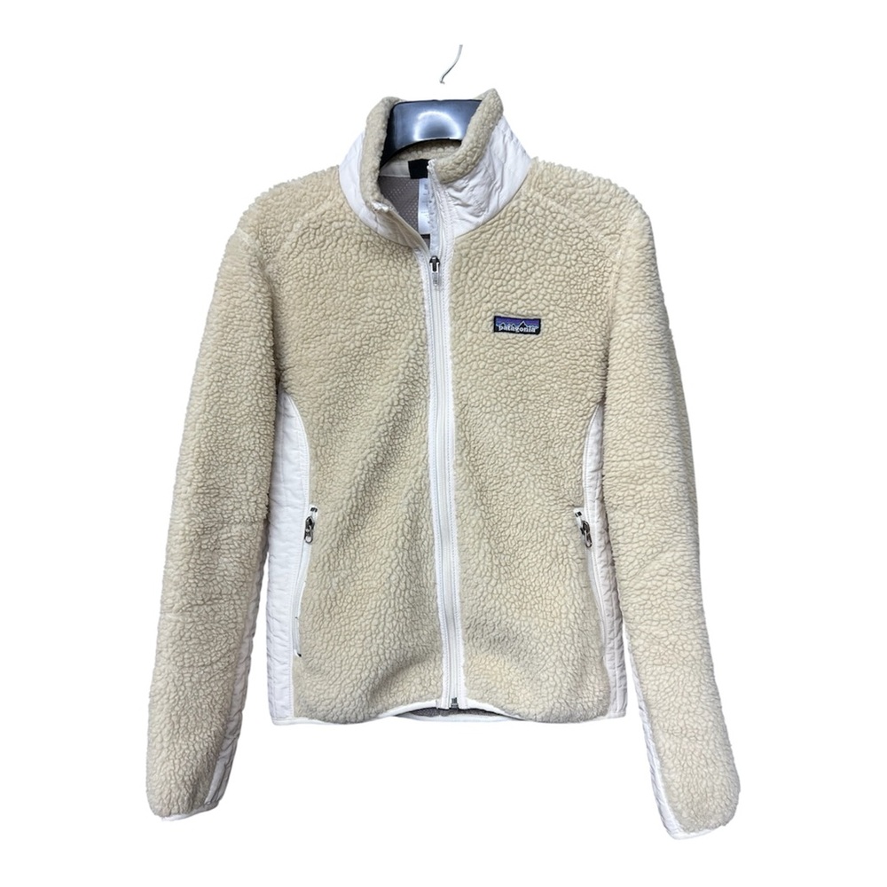 Patagonia Woman Jacket Sherpa Fleece Size Small Cream Retro